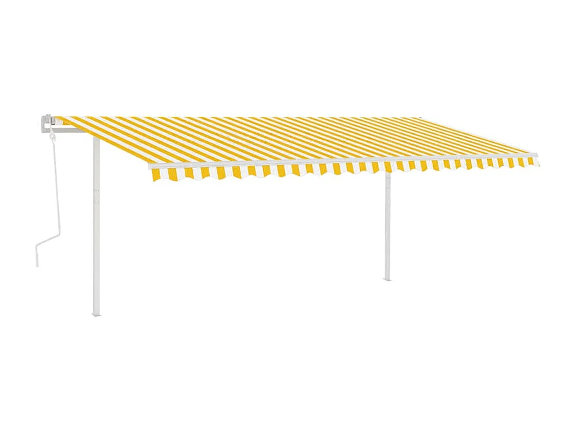 Auvent manuel rétractable avec LED 5x3 m Jaune et blanc