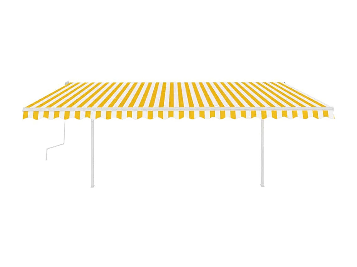 Auvent manuel rétractable avec LED 5x3 m Jaune et blanc