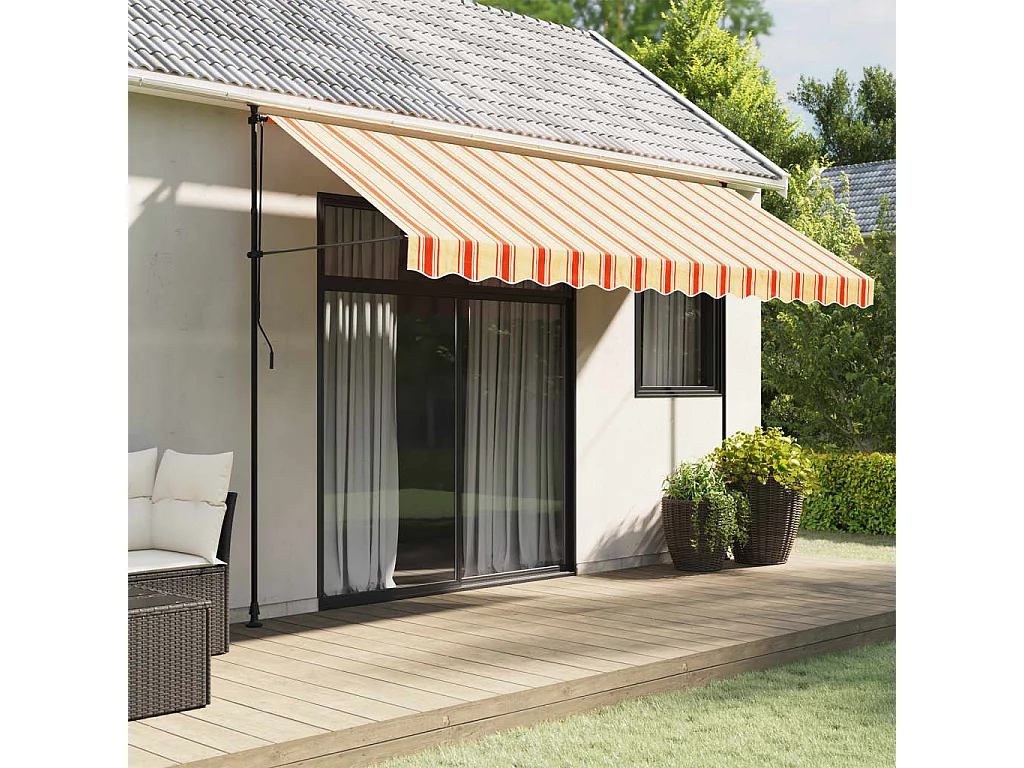 Tecido substituição p/ sanefa toldo 4 m riscas amarelo/laranja