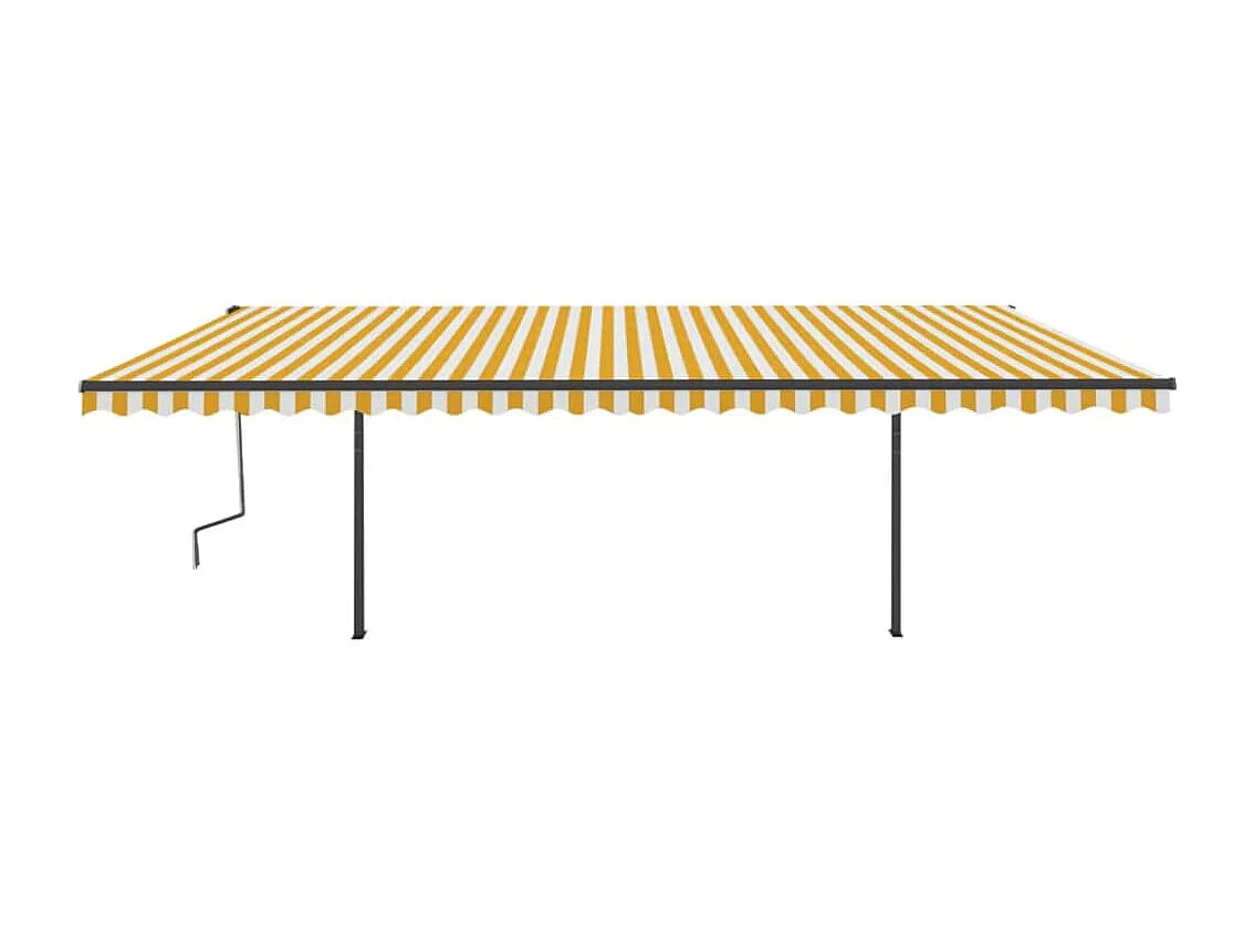 Auvent manuel rétractable avec poteaux 6x3,5 m Jaune et blanc
