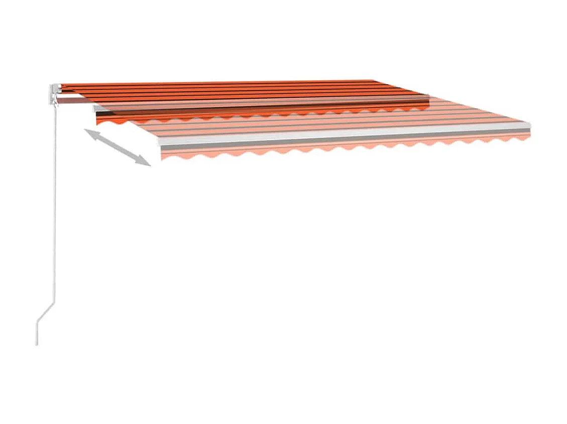 Toldo retráctil manual con LED naranja y marrón 400x300 cm