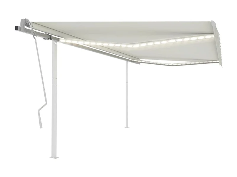 Toldo retráctil manual con luz LED crema 4x3 m