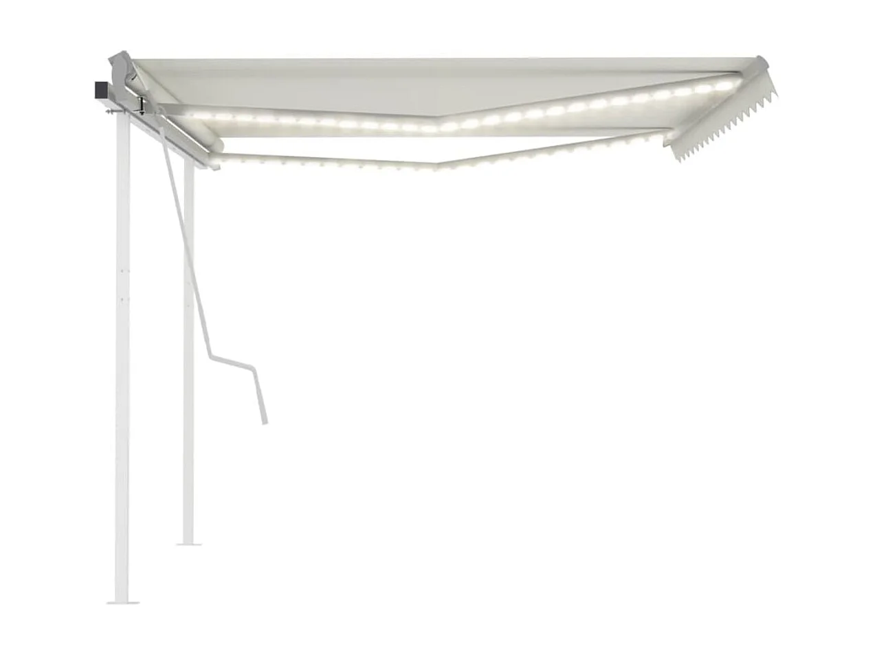 Toldo retráctil manual con luz LED crema 4x3 m