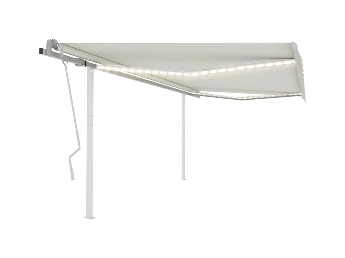 Auvent manuel rétractable avec LED 4x3 m Crème