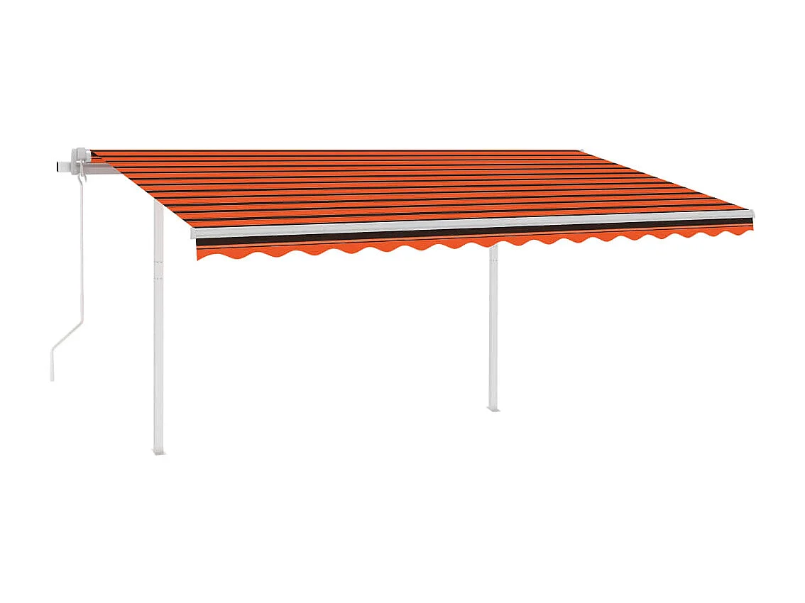 Toldo retráctil automático con postes naranja y marrón 4x3 m