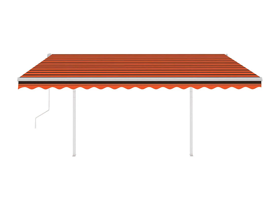 Toldo retráctil automático con postes naranja y marrón 4x3 m
