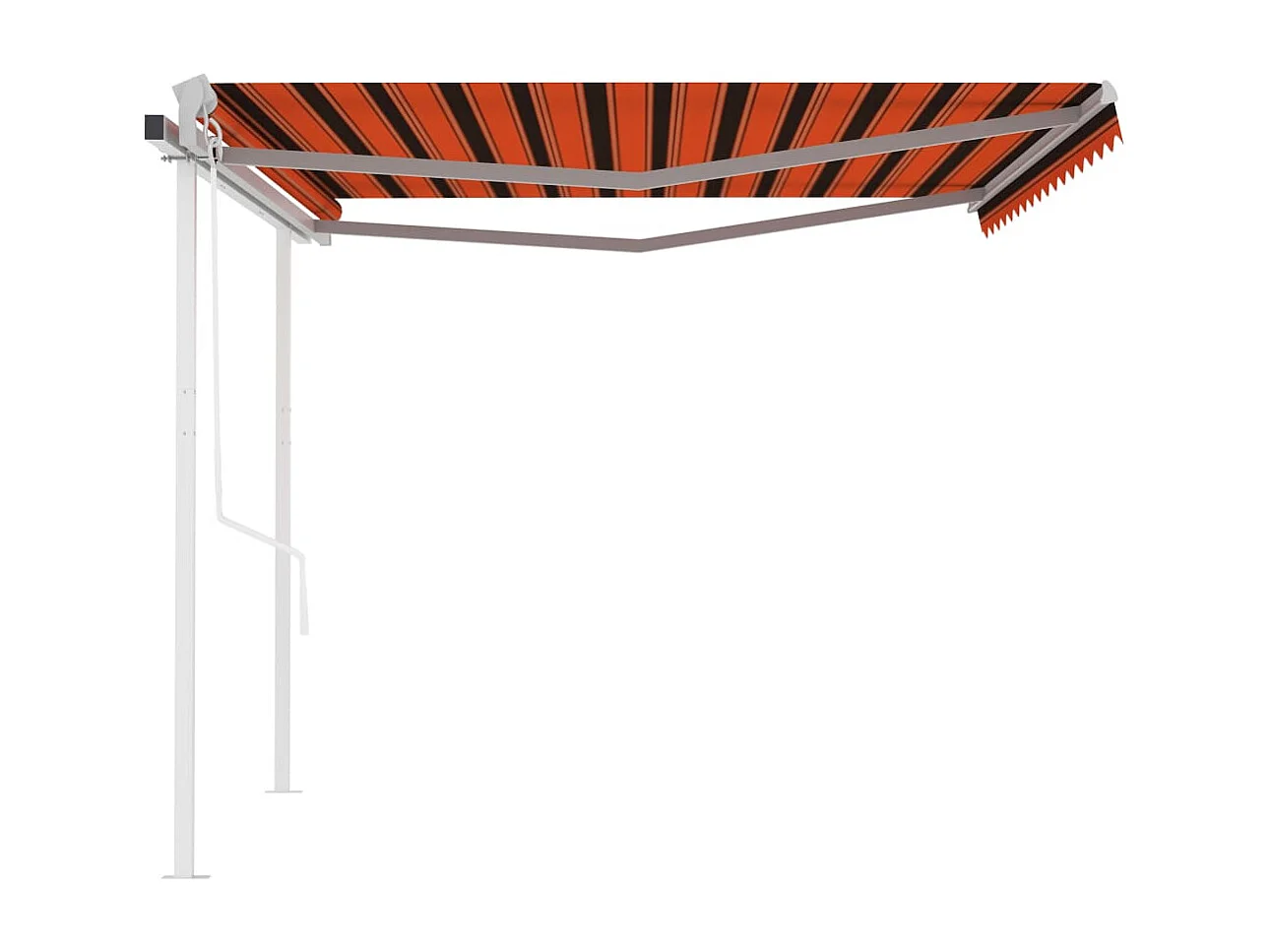 Toldo retráctil automático con postes naranja y marrón 4x3 m