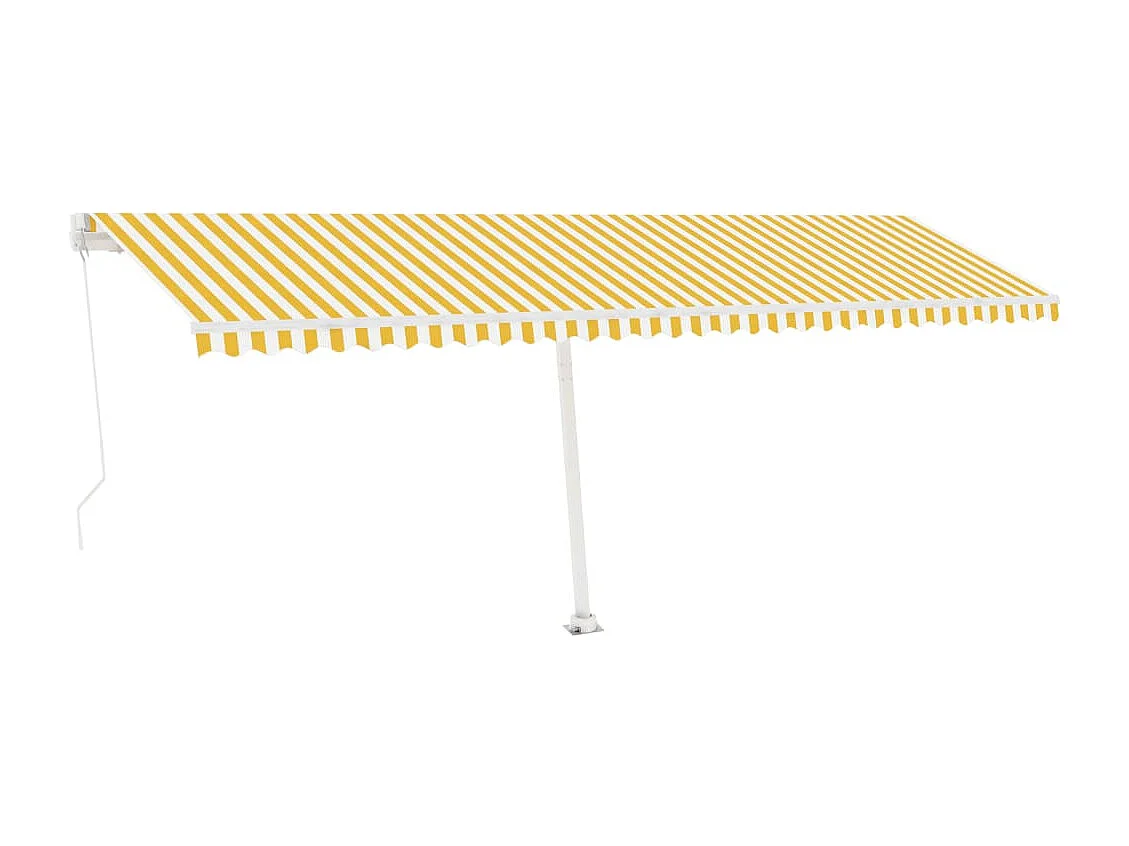 Toldo de pie retráctil manual amarillo y blanco 600x300 cm