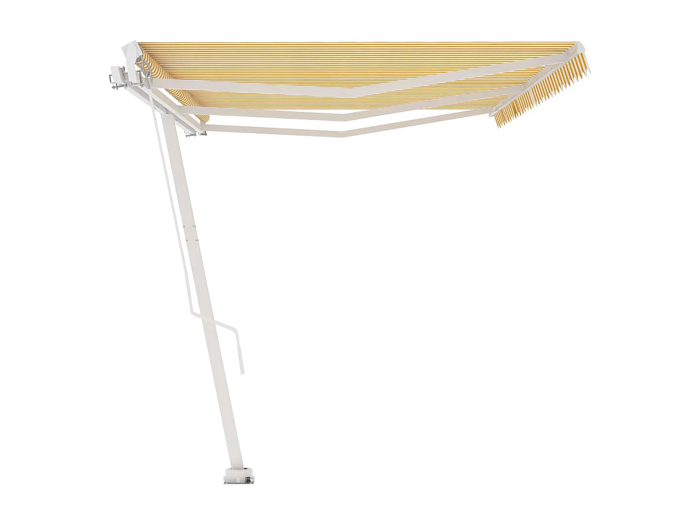 Toldo de pie retráctil manual amarillo y blanco 600x300 cm