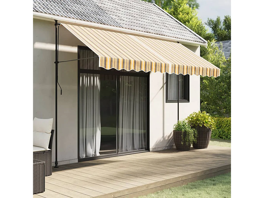 Tessuto di Ricambio per Tenda Strisce Multicolore 3,5x2,5 m