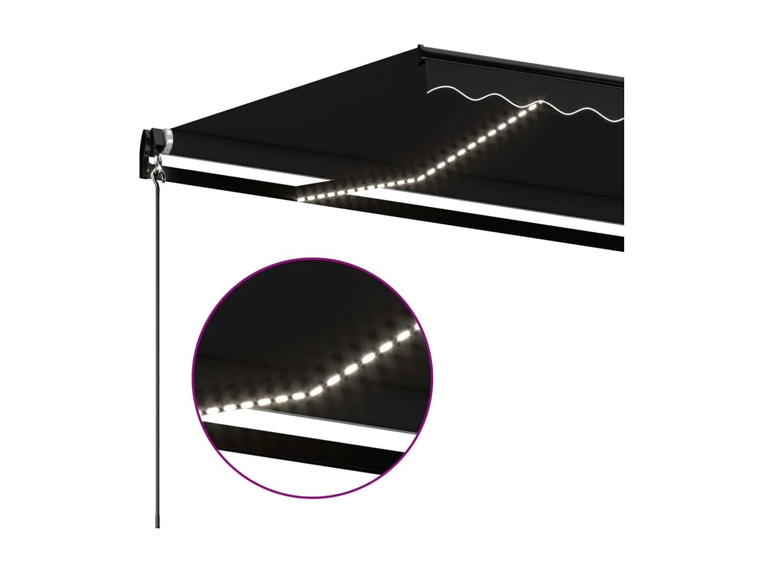 Tenda da Sole Retrattile Manuale con LED 500x350 cm Antracite