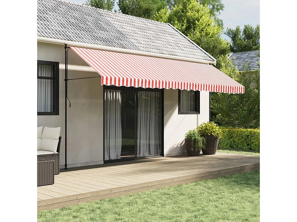 Tissu de remplacement pour auvent rayures rouges et blanches