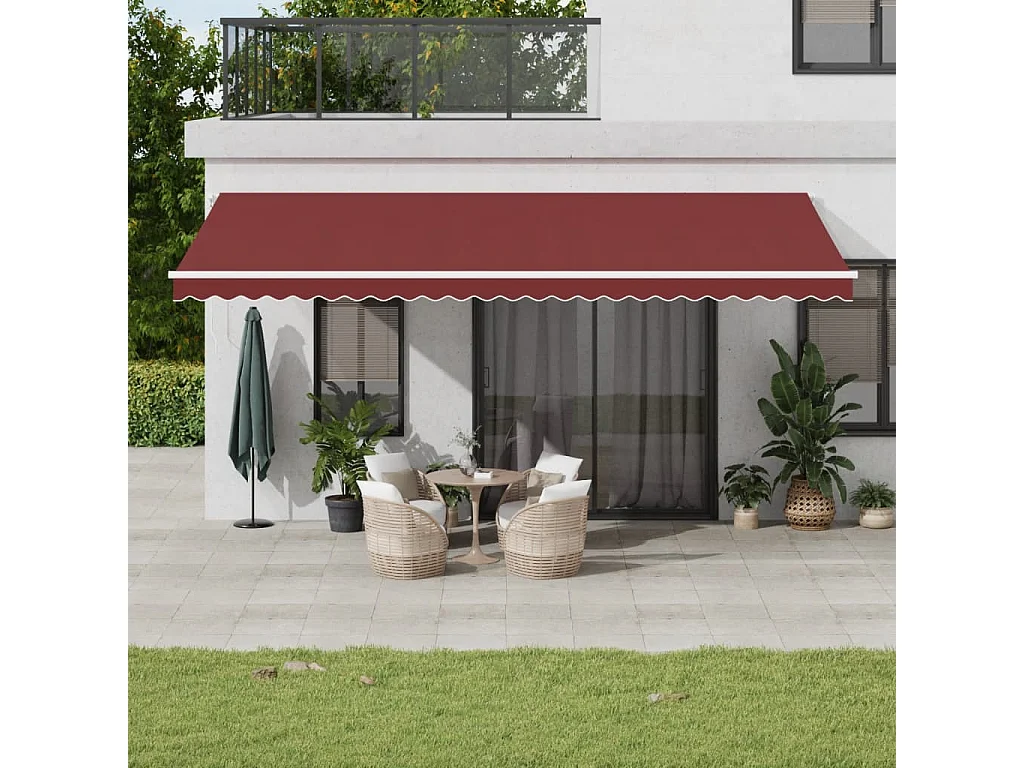Auvent rétractable automatique avec LED bordeaux 600x350 cm
