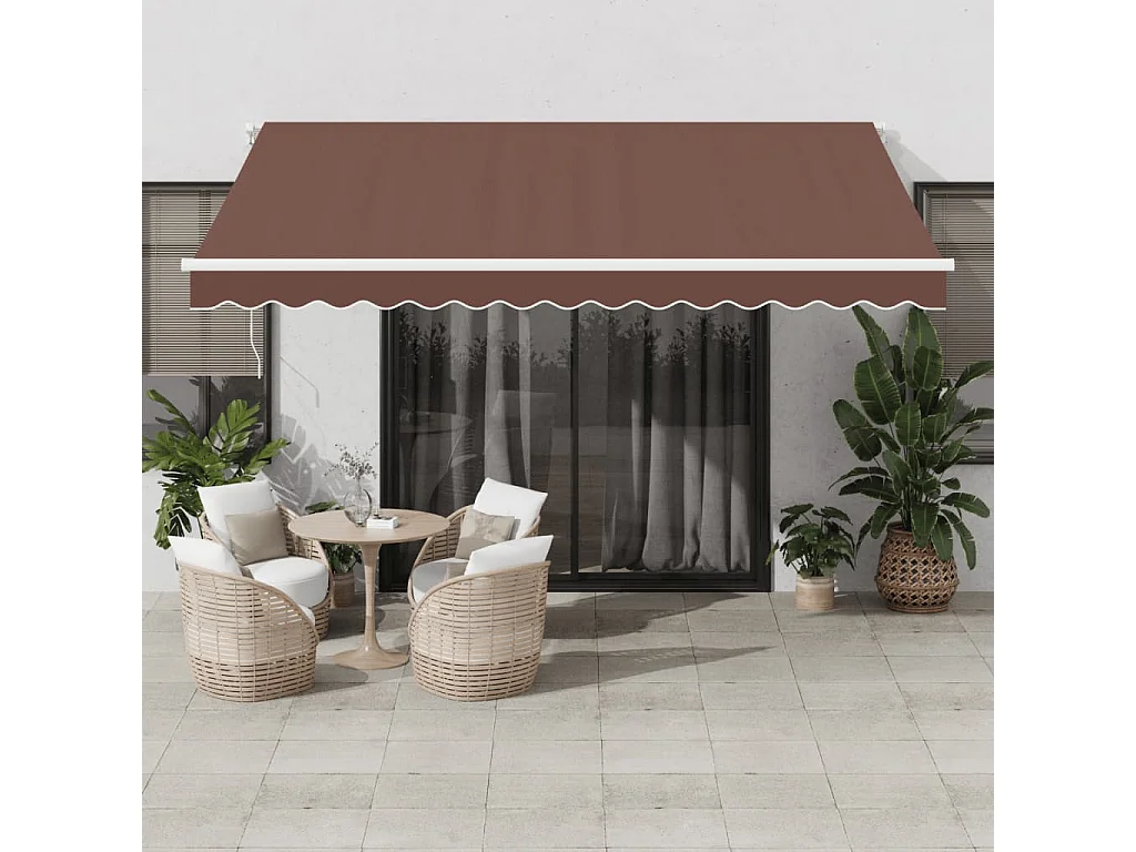 Tenda da Sole Retrattile Manuale con LED Marrone 400x300 cm