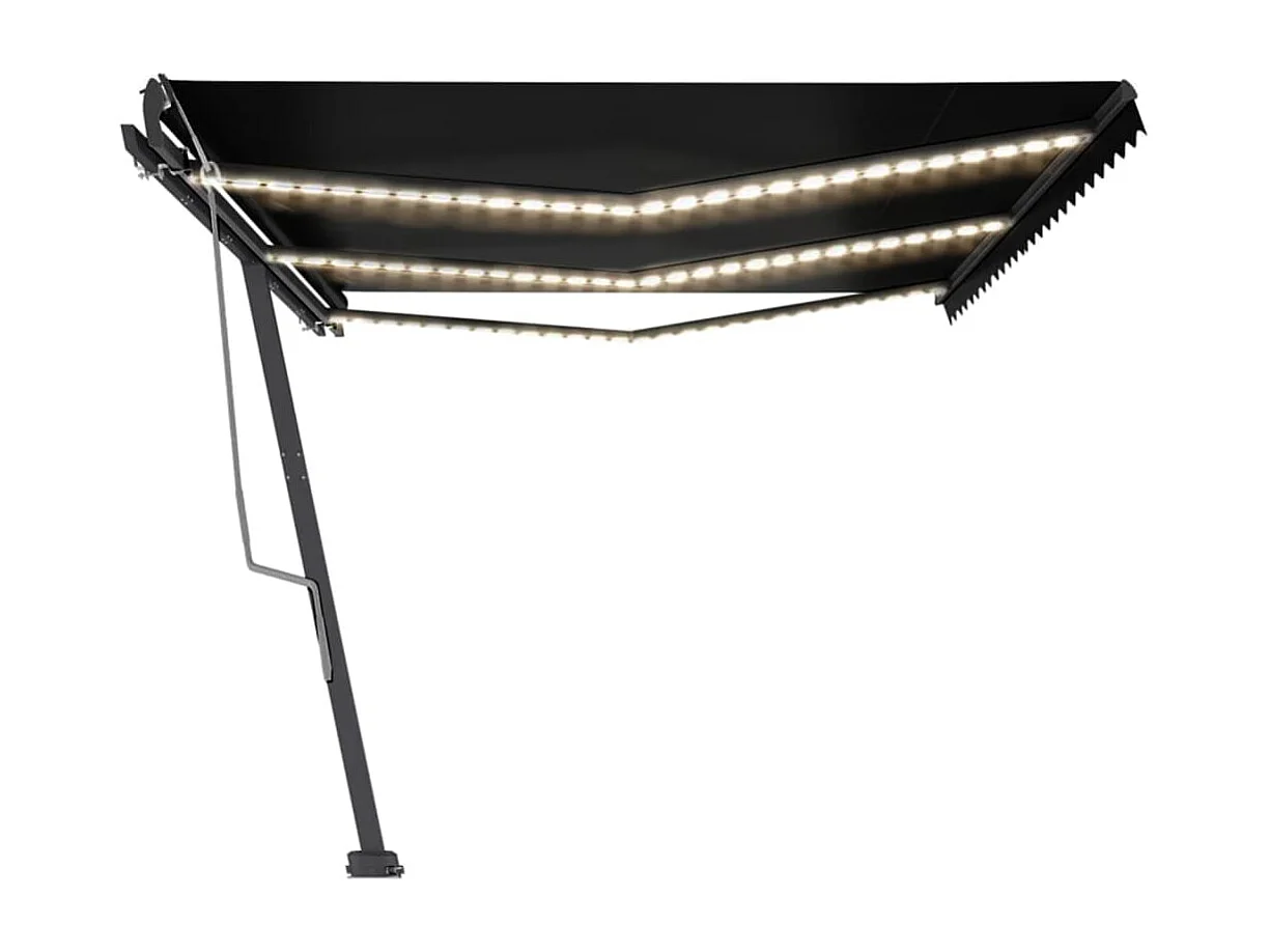 Auvent manuel rétractable avec LED 600x300 cm Anthracite