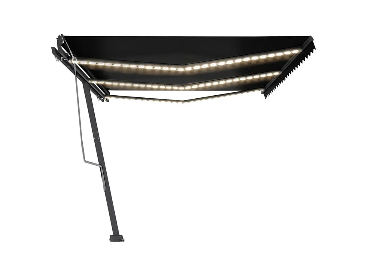 Auvent manuel rétractable avec LED 600x300 cm Anthracite