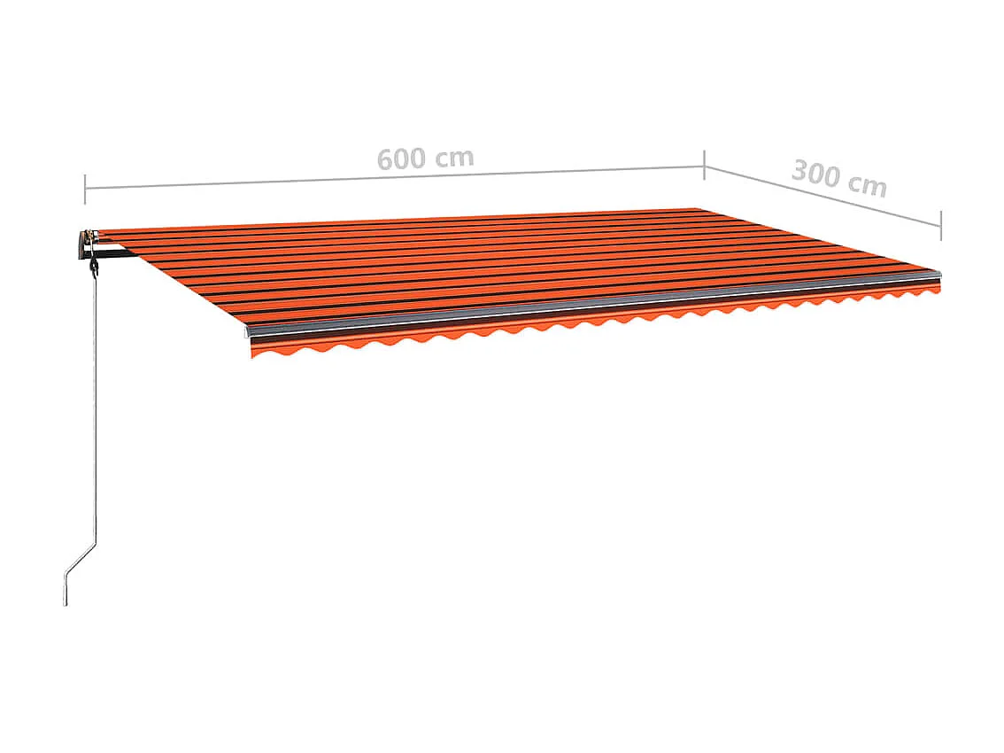 Toldo de pie retráctil manual naranja y marrón 600x300 cm