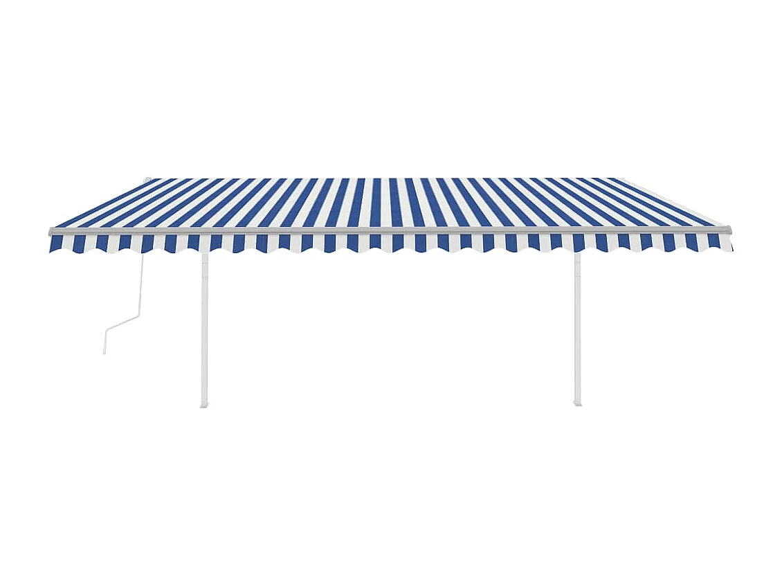 Auvent automatique capteur de vent et LED 5x3 m Bleu et blanc