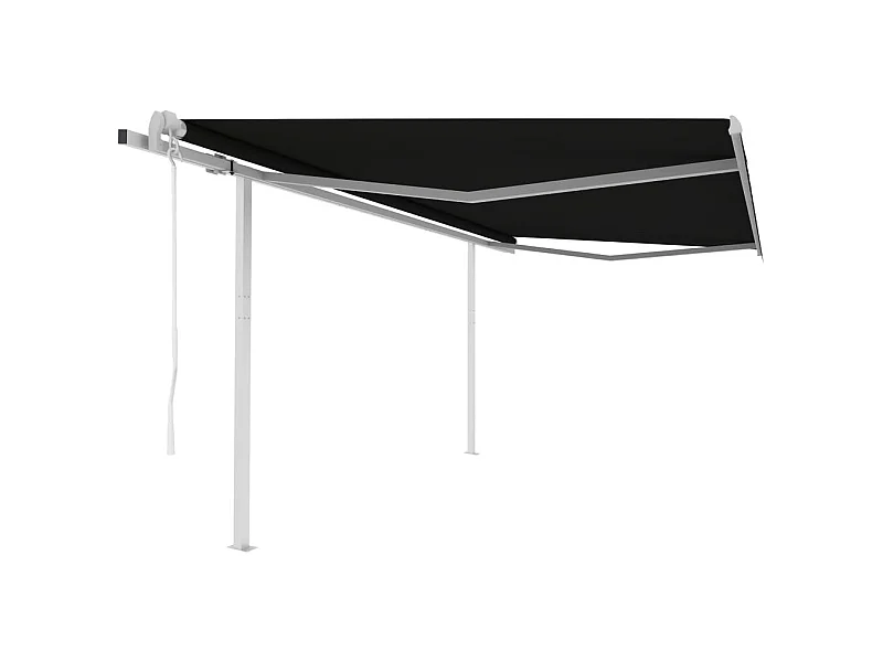 Tenda da Sole Retrattile Automatica con Pali 4,5x3 m Antracite