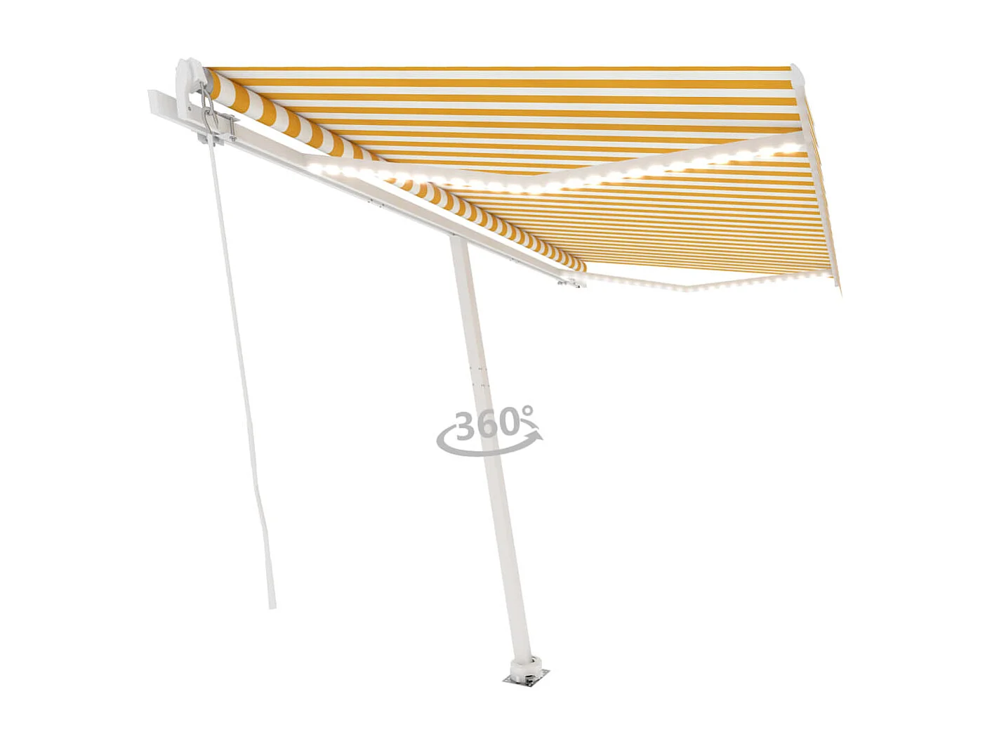 Toldo retrátil manual com LED 450x300 cm amarelo e branco