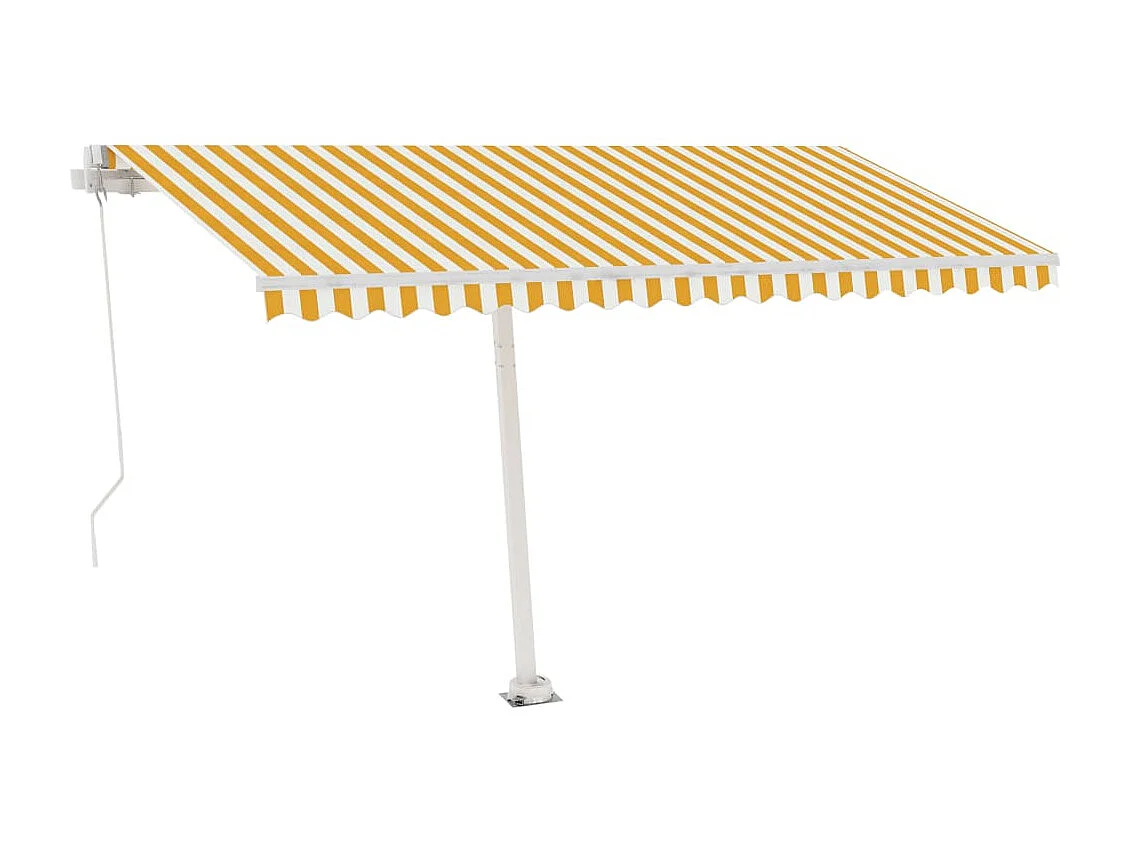 Toldo retrátil manual com LED 450x300 cm amarelo e branco