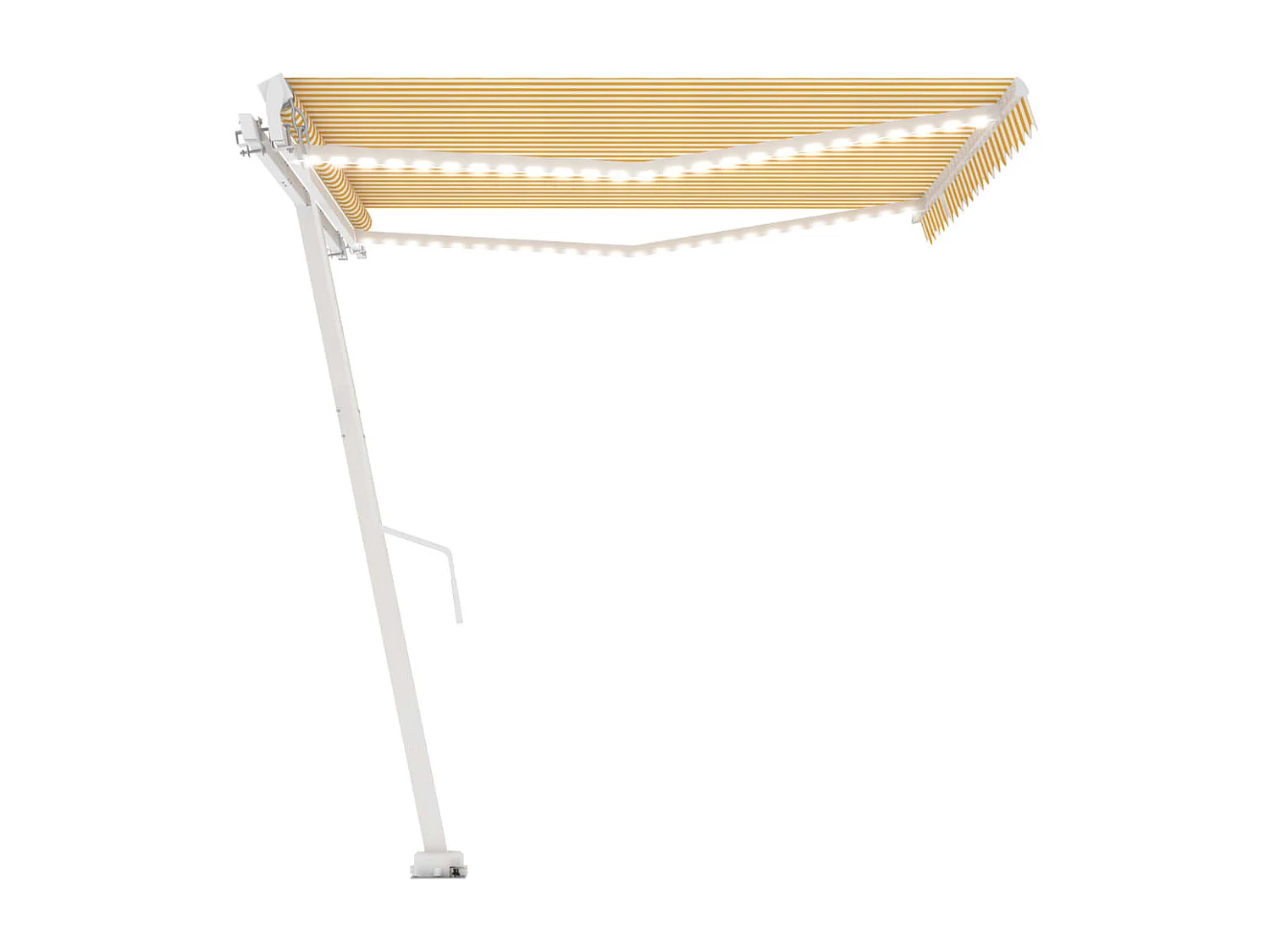 Toldo retrátil manual com LED 450x300 cm amarelo e branco