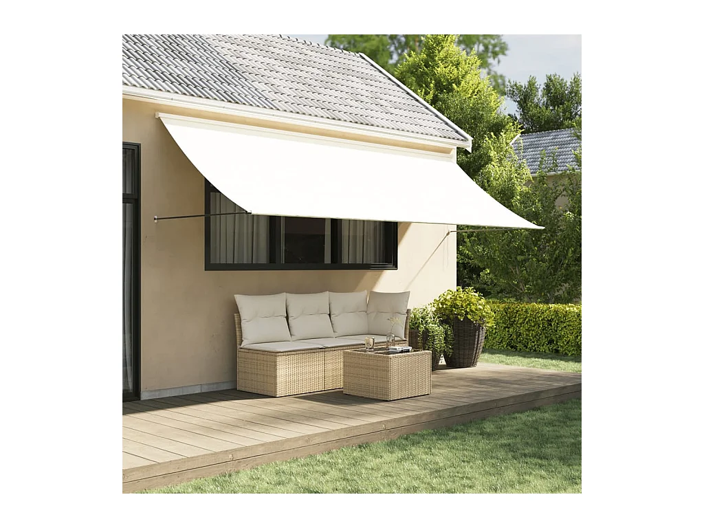Markise Einziehbar Creme 350x150 cm Stoff und Stahl