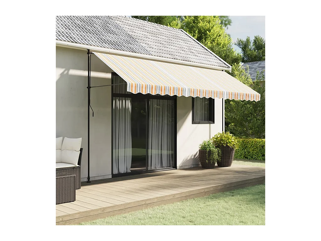 Tessuto di Ricambio per Tenda Strisce Multicolore 4,5x3 m
