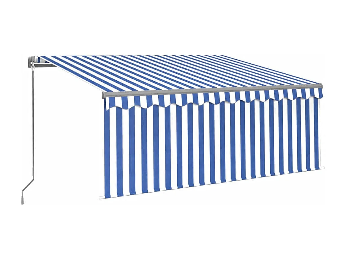 Luifel handmatig uittrekbaar met rolgordijn 3,5x2,5 m blauw wit