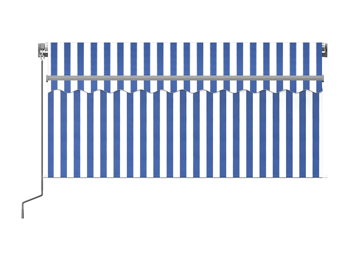 Luifel handmatig uittrekbaar met rolgordijn 3,5x2,5 m blauw wit