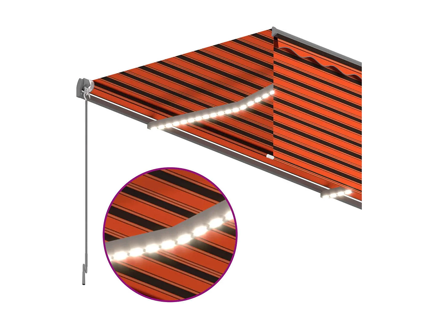 Auvent automatique store capteur de vent LED Orange et marron