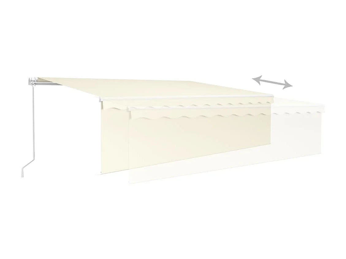 Auvent rétractable manuel avec store et LED 5x3 m Crème
