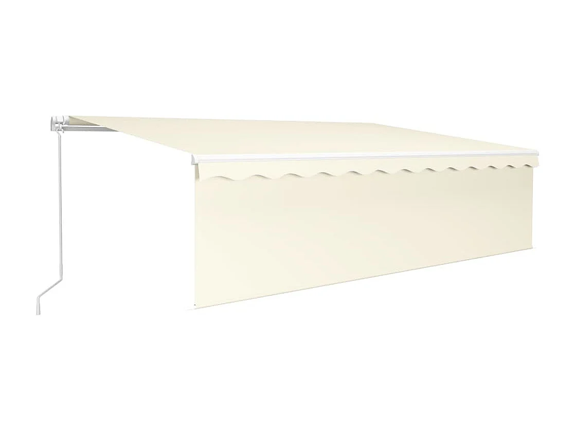 Auvent rétractable manuel avec store et LED 5x3 m Crème