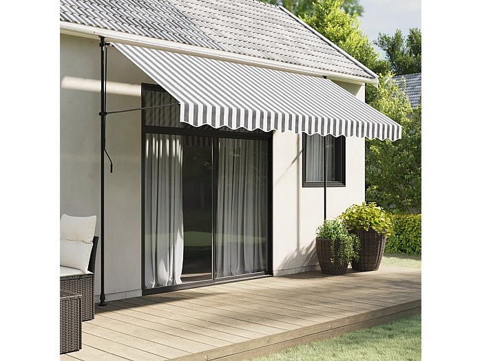 Tessuto Di Ricambio Per Mantovana Tenda Da Sole - Grigio Giallo, 4m, Resistente UV E Acqua - Foto 3