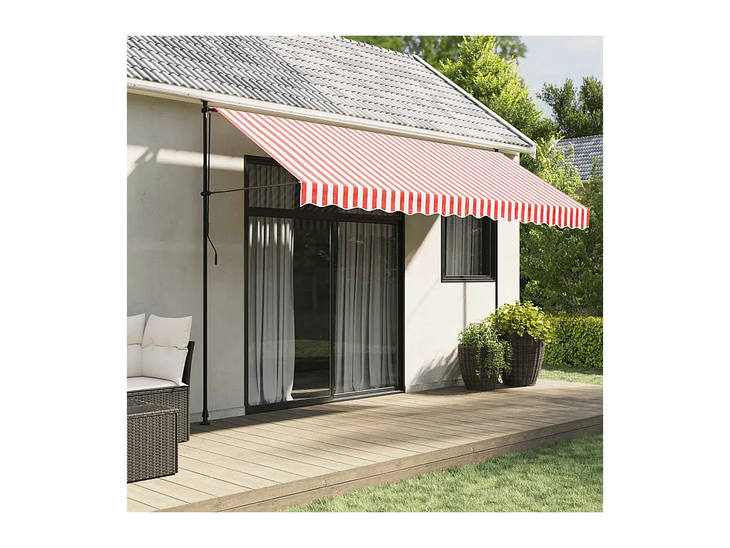 Tissu de remplacement pour auvent rayures rouges et blanches