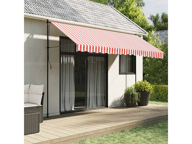 Tecido de substituição p/ toldo 4x3 m riscas vermelho/branco