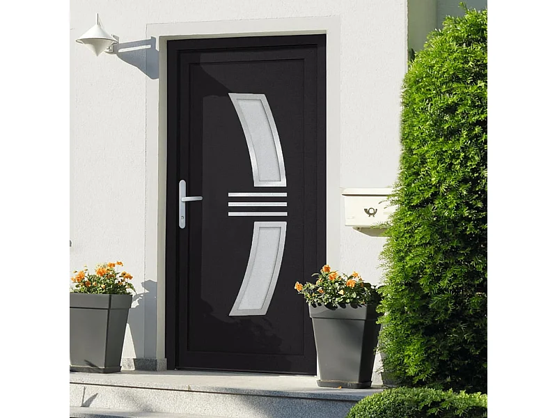 Porta d'ingresso antracite 108x208 cm PVC