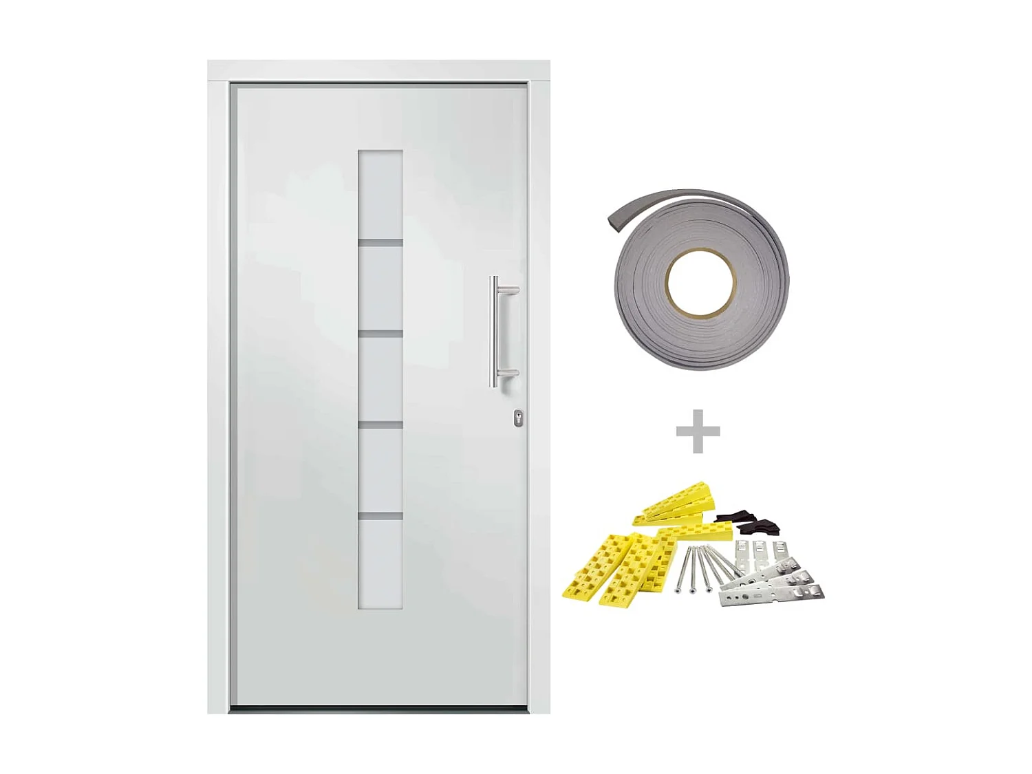 Porta d'ingresso Alluminio e PVC Bianca 110x210 cm