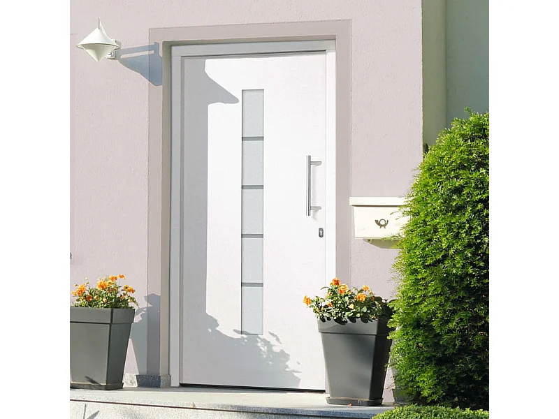 Porta d'ingresso Alluminio e PVC Bianca 110x210 cm