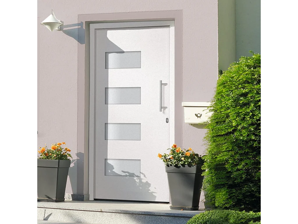 Porta d'ingresso Alluminio e PVC Bianca 100x210 cm