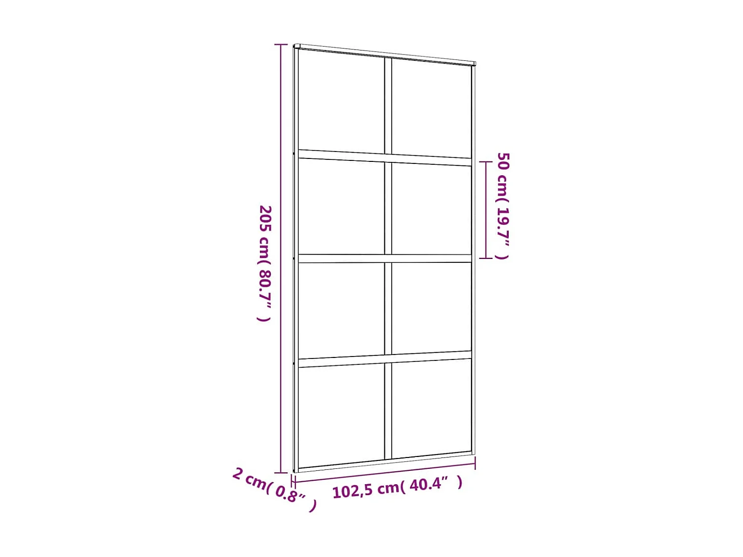 Puerta corredera dorada 102,5x205 cm cristal ESG esmerilado aluminio