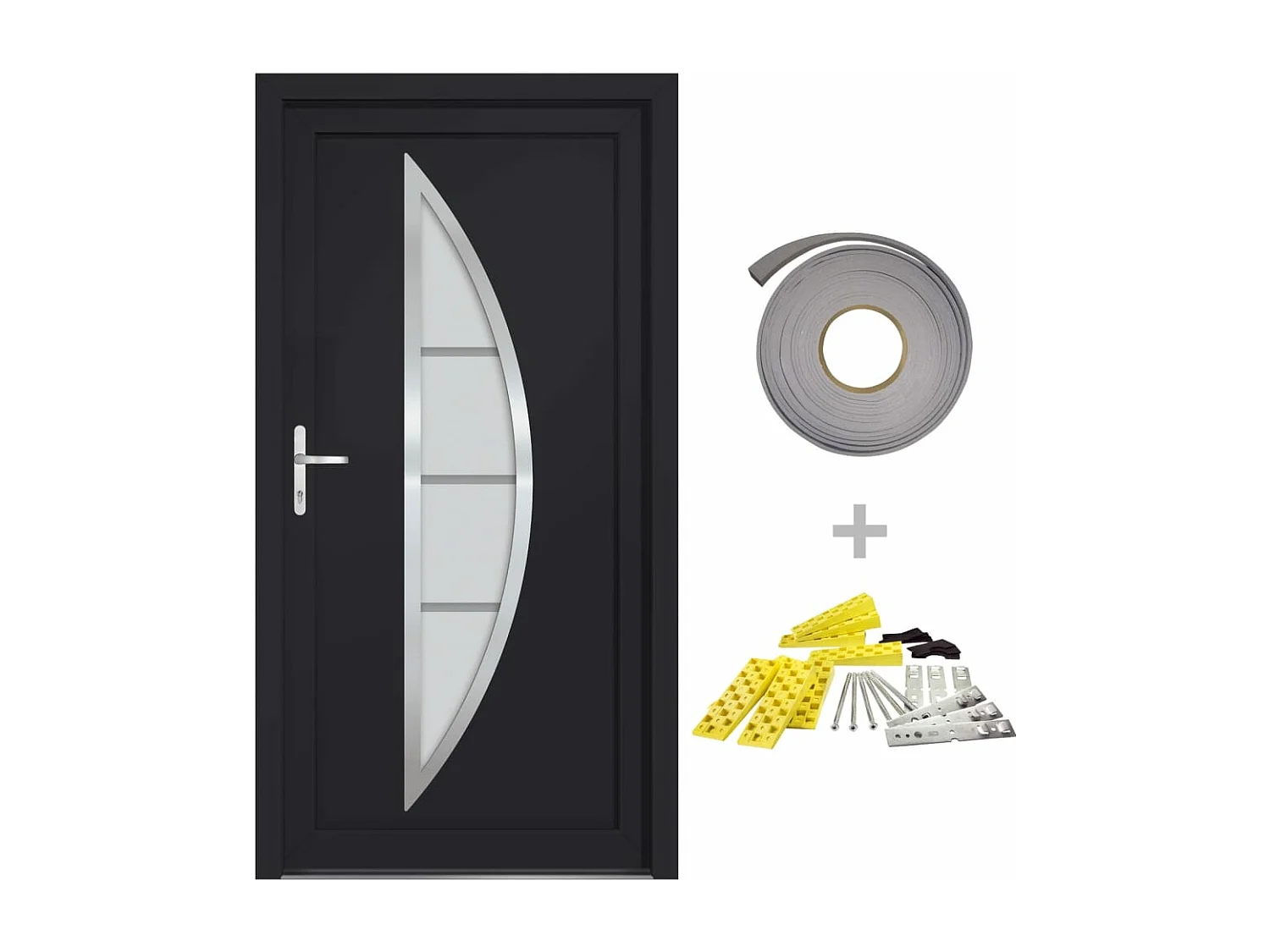 Porta d'ingresso antracite 108x200 cm PVC