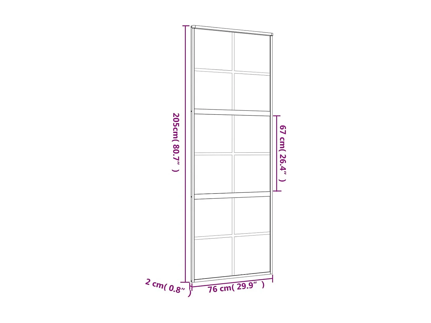 Porta scorrevole Golden 76x205 cm vetro ESG satinato e alluminio