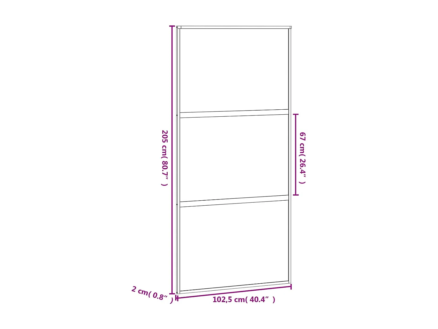 Porta scorrevole nera 102,5x205 cm vetro temperato alluminio