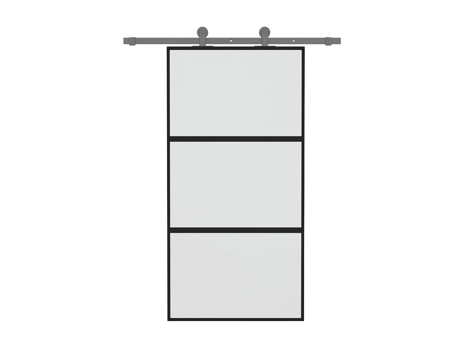 Schwarze Schiebetür 102,5 x 205 cm aus gehärtetem Aluminiumglas