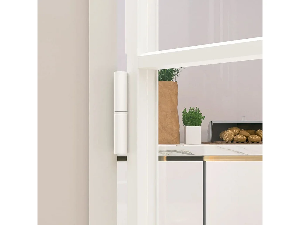 Porte d'intérieur Blanc 93x201,5 cm Trempé verre aluminium fin