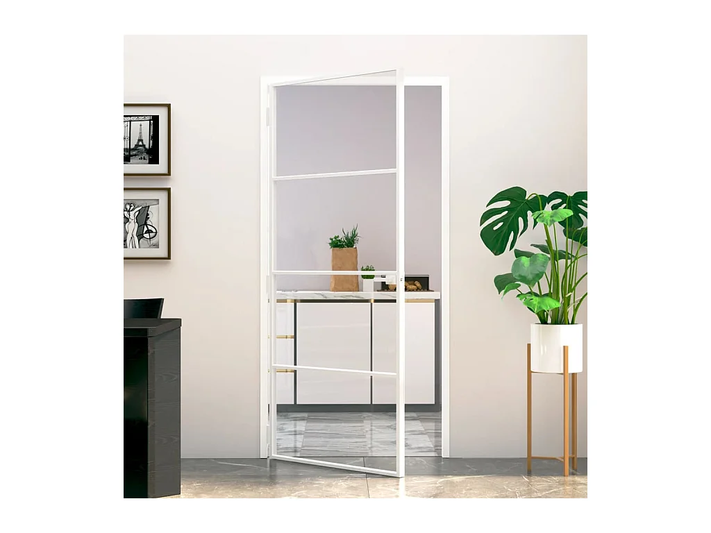 Binnendeur Wit 93x201,5 cm Gehard dun aluminium glas