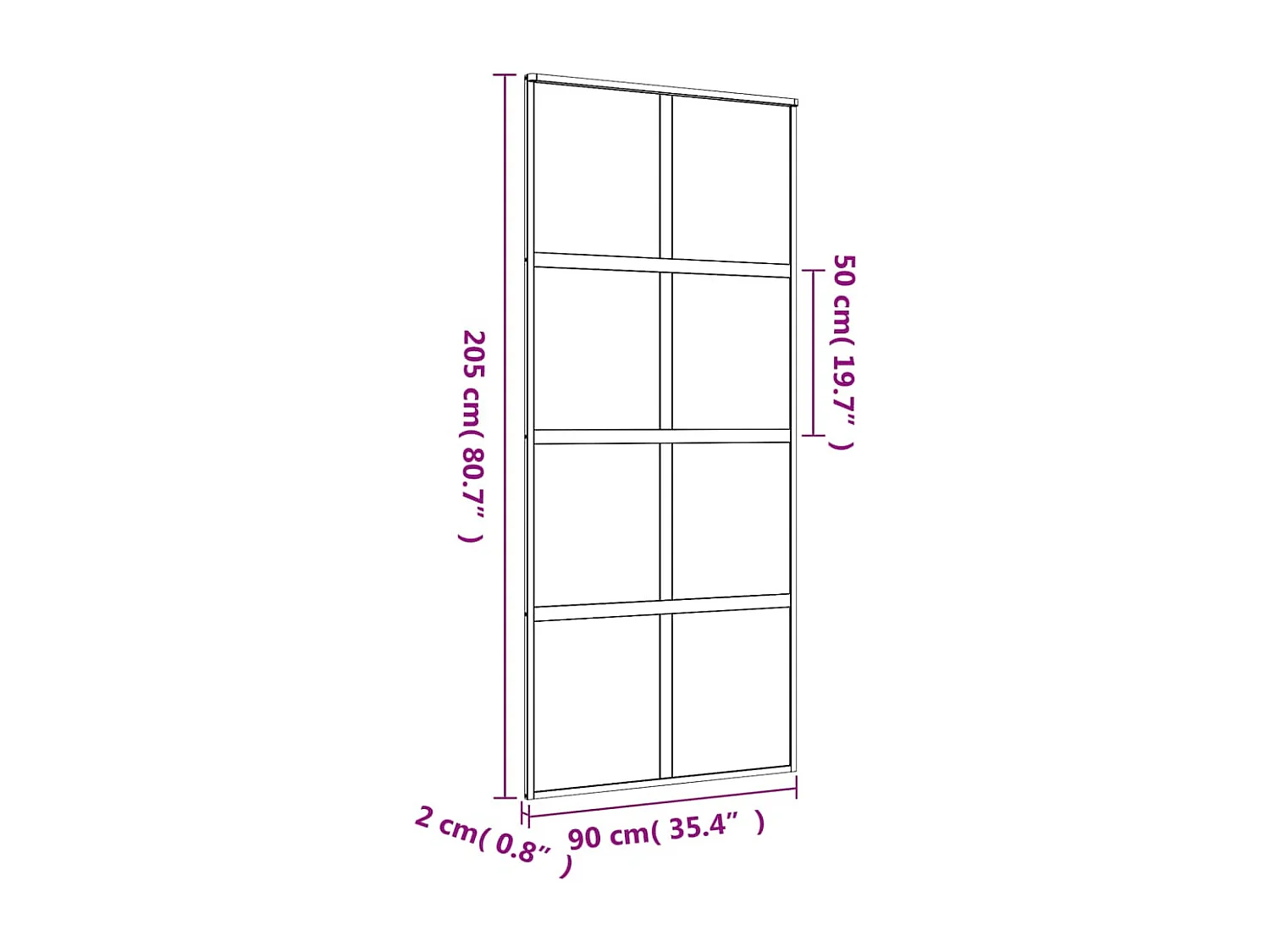 Porte coulissante doré 90x205 cm verre ESG dépoli et aluminium