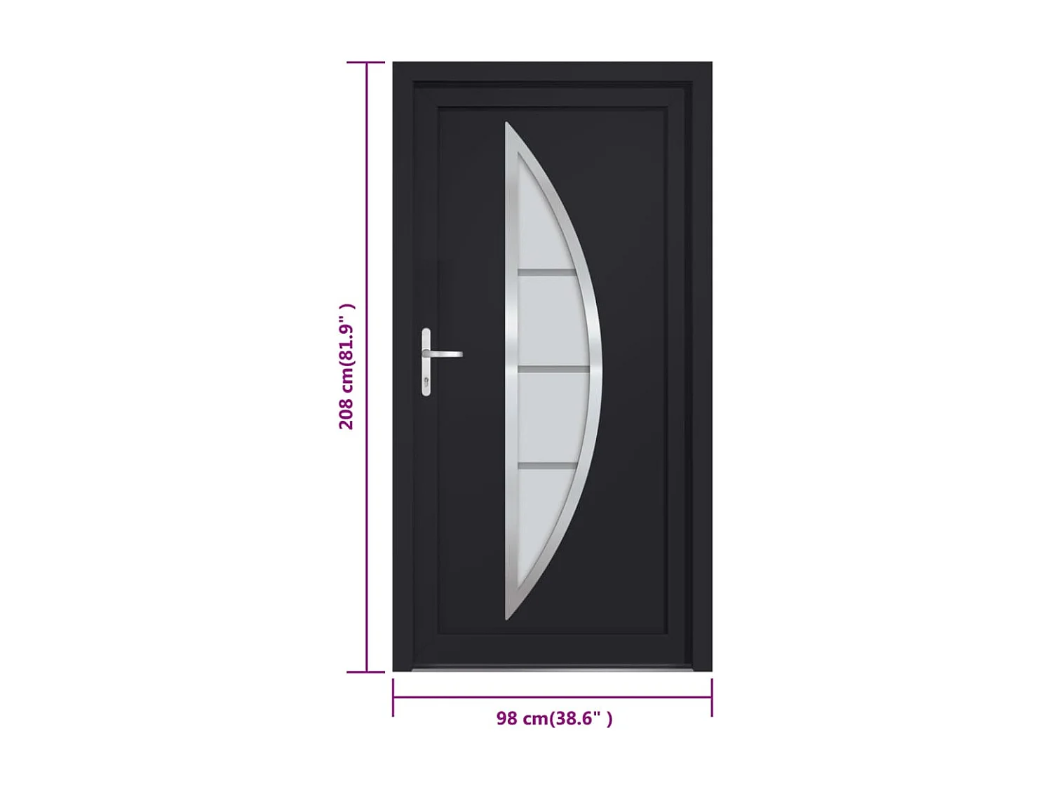 Porte d'entrée anthracite 98x208 cm PVC