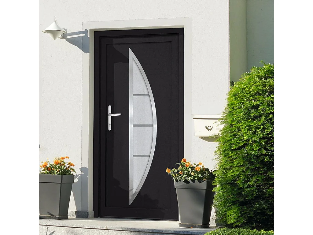 Porte d'entrée anthracite 98x208 cm PVC